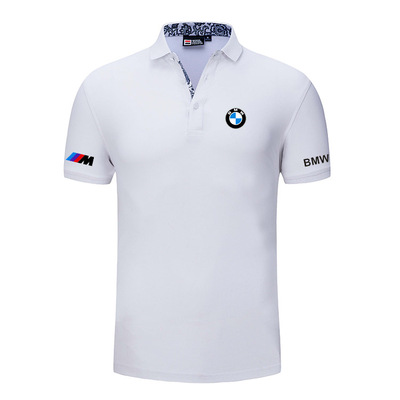 2022 Polo BMW Homme Ajusté Logo et Liseré Contrasté Col Boutonné Manche Courte